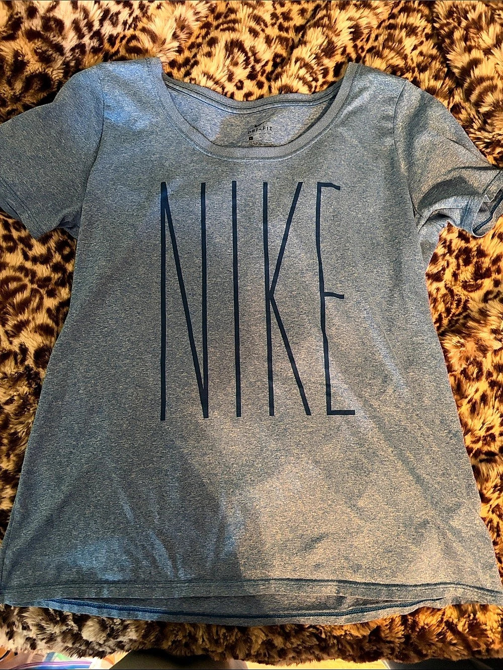 Nike Dri-FIT Vertical Logo T-Shirt Blue Girls Large